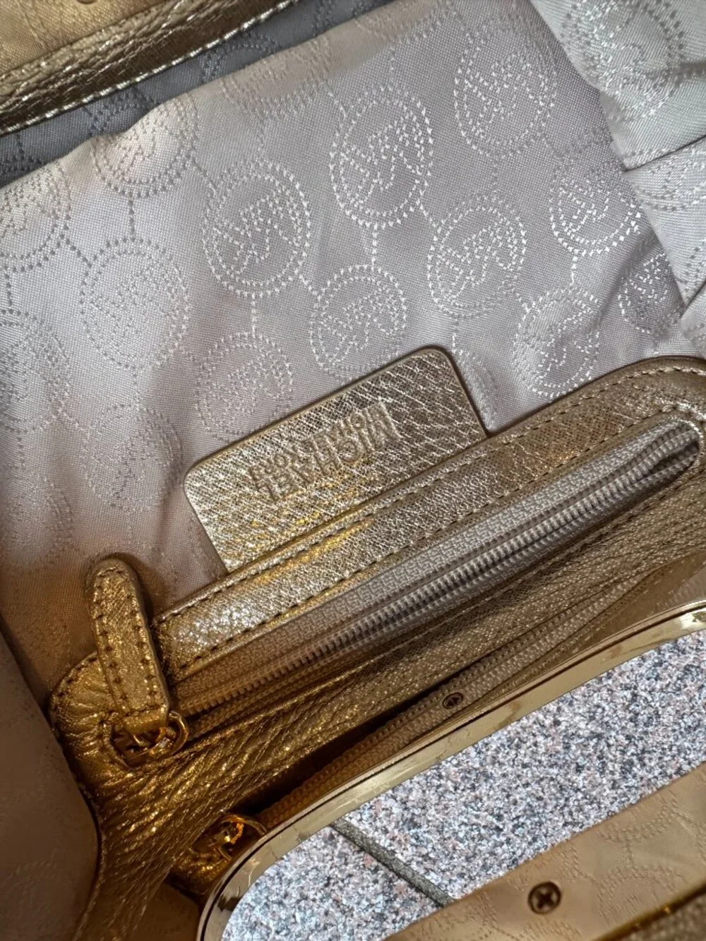 Michael Kors Metallic Gold Leather Berkley Clutch